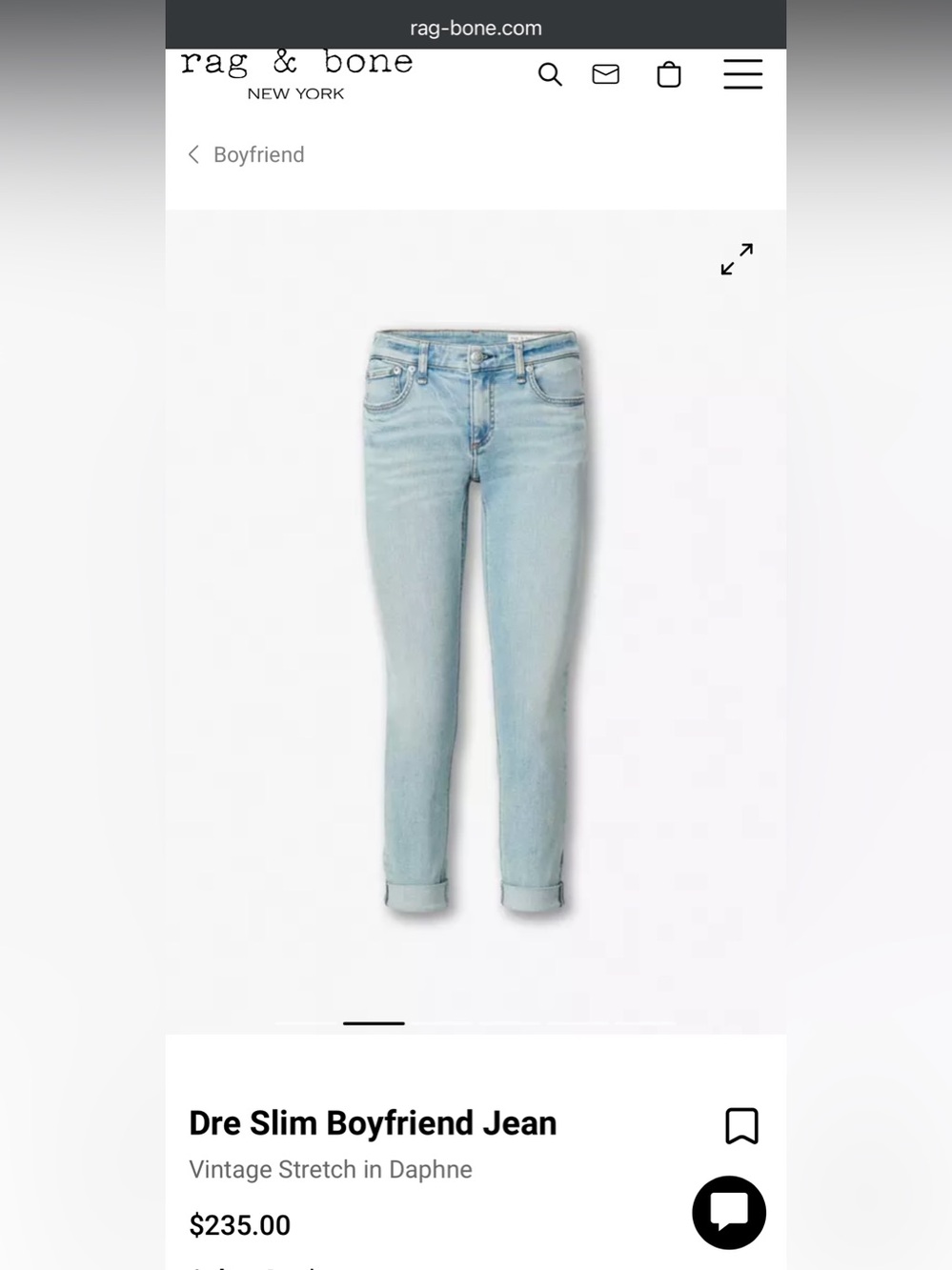 Women’s Rag & Bone Dre Straight Boyfriend Jeans Cuffed